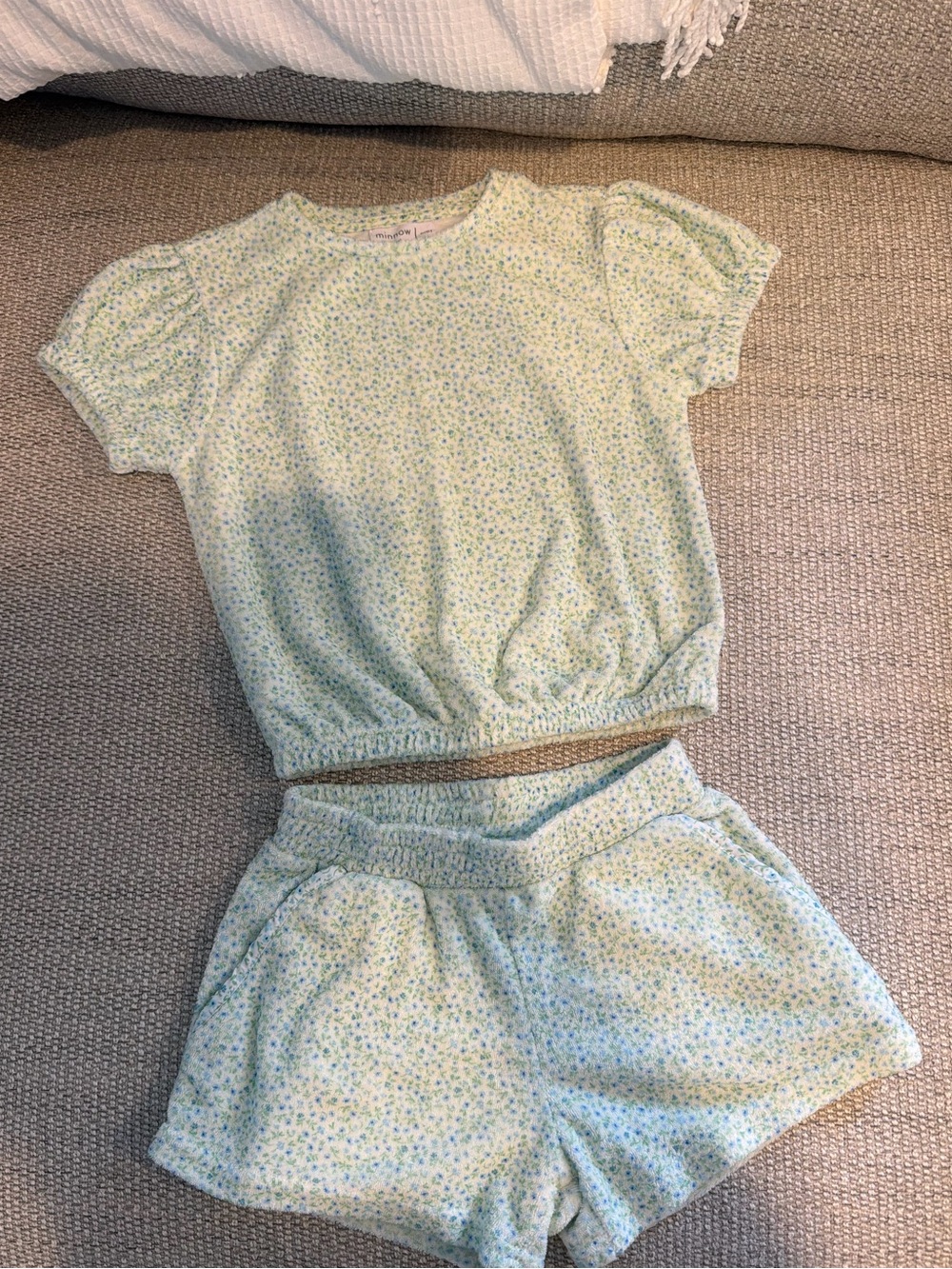 Minnow Kids Floral Terry Short Set